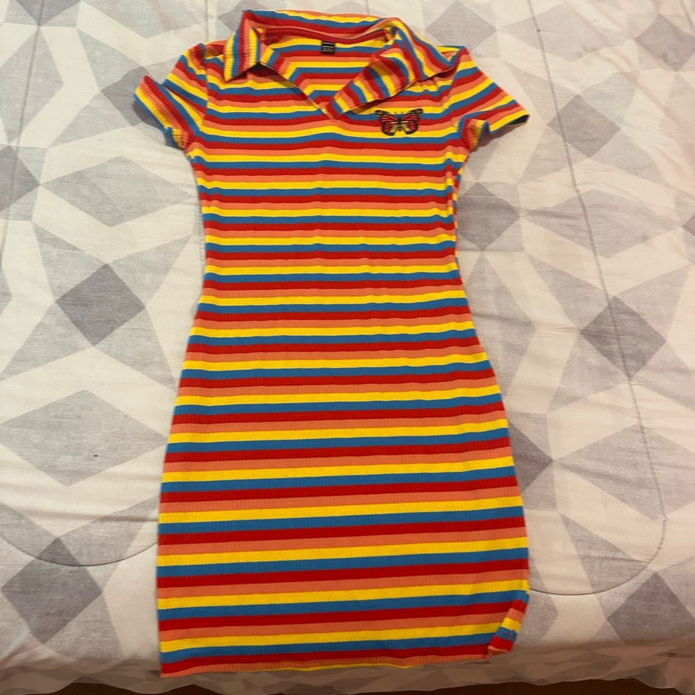 Rainbow Dress with Butterfly on it - worn once